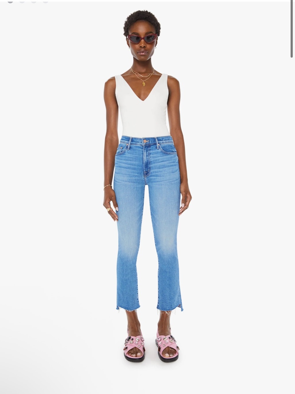 MOTHER The Insider Crop Step Fray Jean Size 26 Out of the Blue Wash